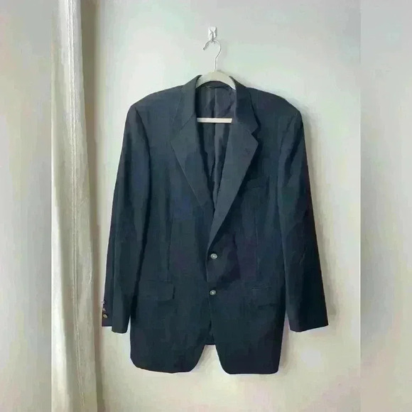 SAKS FIFTH AVE Blazer Men’s 41 Long, Blue wool cashmere blend two button style - Picture 1 of 6